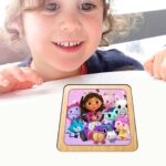 Puzzle din lemn, Gabby's Dollhouse, 4 piese, Multicolor, 10x10 cm, PDUV115 - imagine 4