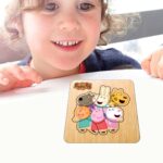 Puzzle din lemn, Peppa Pig, Incastru, 8 piese, Multicolor, 12x12 cm, PDUV116 - imagine 4