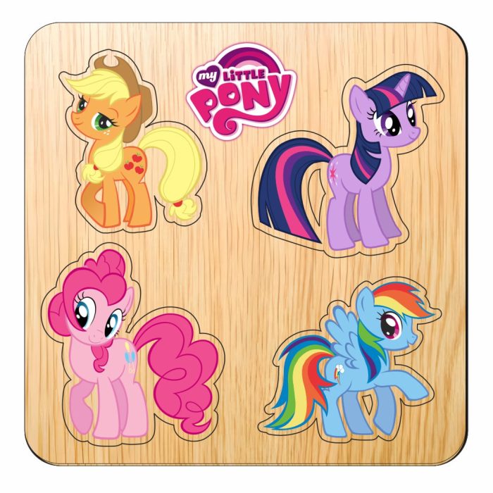 Puzzle din lemn, My Little Pony, Incastru, 4 piese, Multicolor, 12x12 cm, PDUV117 - imagine 1