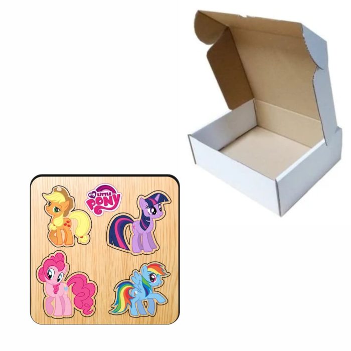 Puzzle din lemn, My Little Pony, Incastru, 4 piese, Multicolor, 12x12 cm, PDUV117 - imagine 3