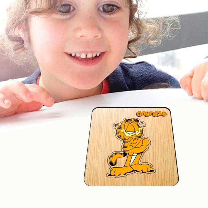 Puzzle din lemn, Garfield, Incastru, 7 piese, Multicolor, 12x12 cm, PDUV120 - imagine 4