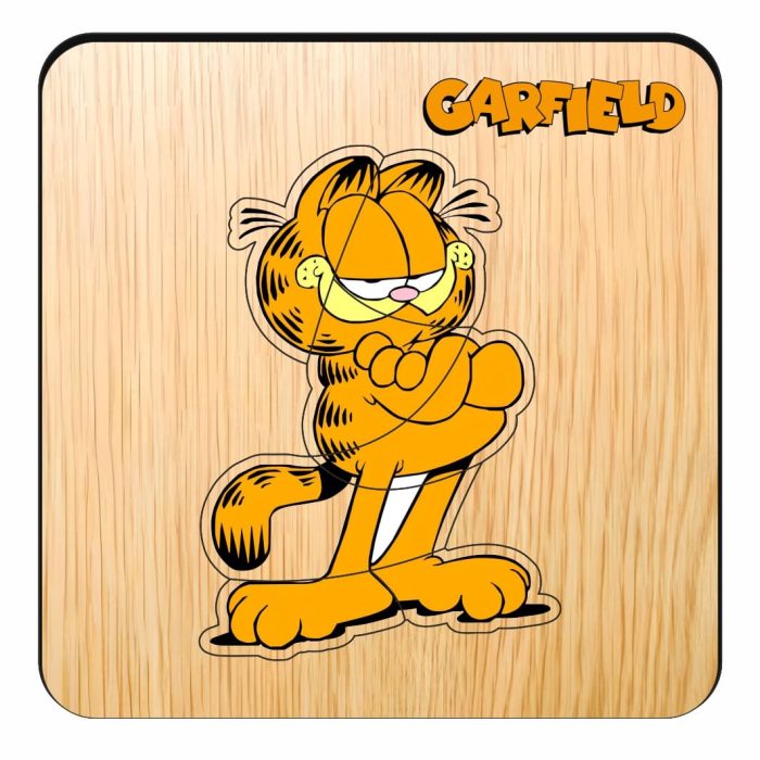 Puzzle din lemn, Garfield, Incastru, 7 piese, Multicolor, 12x12 cm, PDUV120 - imagine 1
