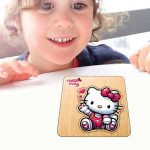 Puzzle din lemn, Hello Kitty, Incastru, 6 piese, Multicolor, 12x12 cm, PDUV121 - imagine 4
