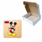 Puzzle din lemn, Mickey Mouse, Incastru, 6 piese, Multicolor, 12x12 cm, PDUV124 - imagine 3
