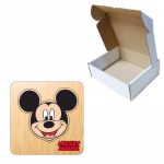 Puzzle din lemn, Mickey Mouse, Incastru, 4 piese, Multicolor, 12x12 cm, PDUV125 - imagine 3