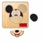 Puzzle din lemn, Mickey Mouse, Incastru, 4 piese, Multicolor, 12x12 cm, PDUV125 - imagine 2