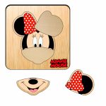 Puzzle din lemn, Minnie Mouse, Incastru, 4 piese, Multicolor, 12x12 cm, PDUV126 - imagine 2