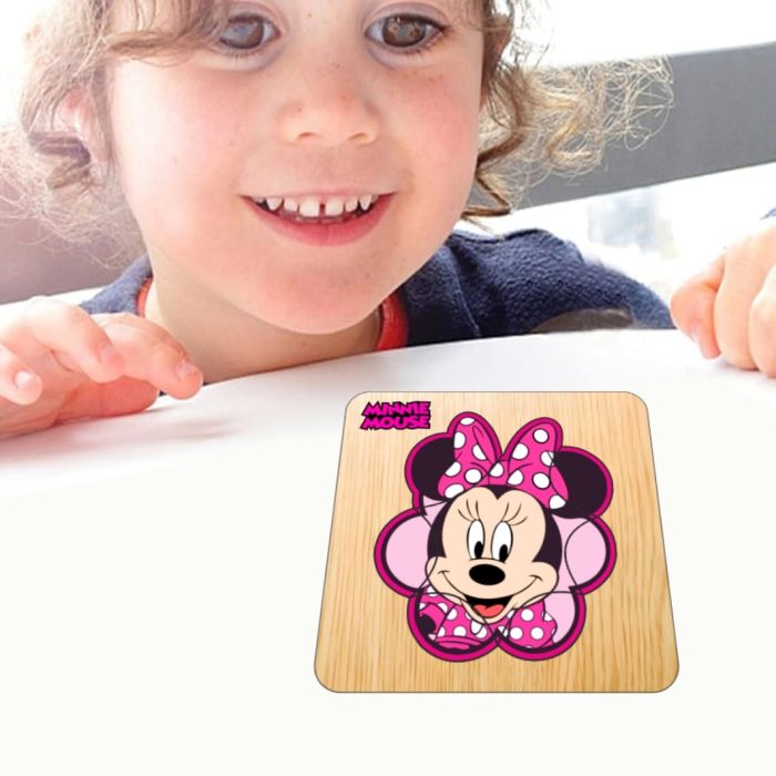 Puzzle din lemn, Minnie Mouse, Incastru, 7 piese, Multicolor, 12x12 cm, PDUV127 - imagine 3