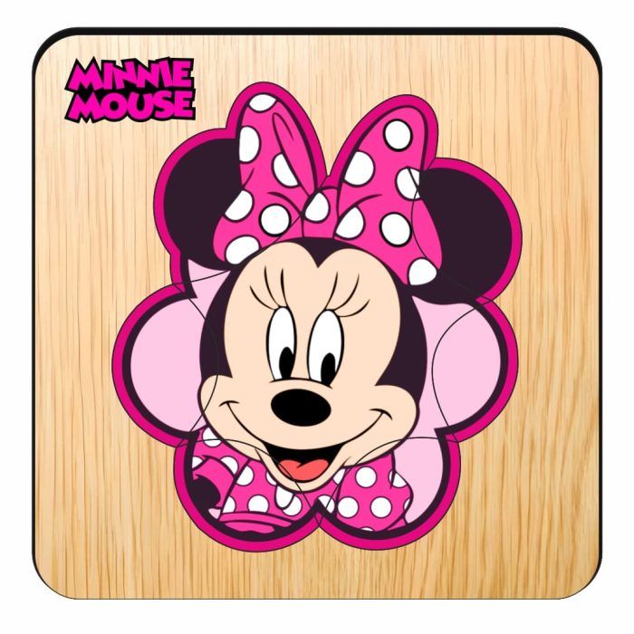 Puzzle din lemn, Minnie Mouse, Incastru, 7 piese, Multicolor, 12x12 cm, PDUV127 - imagine 1