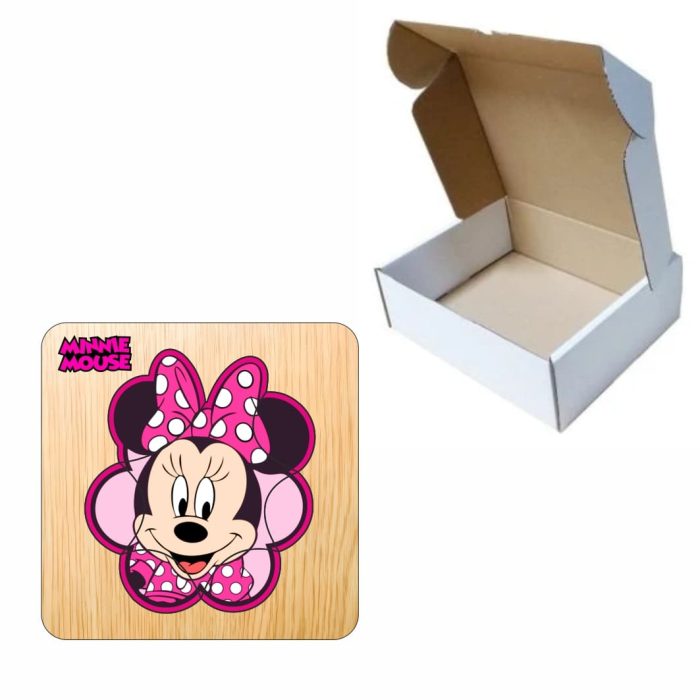 Puzzle din lemn, Minnie Mouse, Incastru, 7 piese, Multicolor, 12x12 cm, PDUV127 - imagine 2