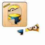 Puzzle din lemn, Minion, Incastru, 5 piese, Multicolor, 12x12 cm, PDUV130 - imagine 2
