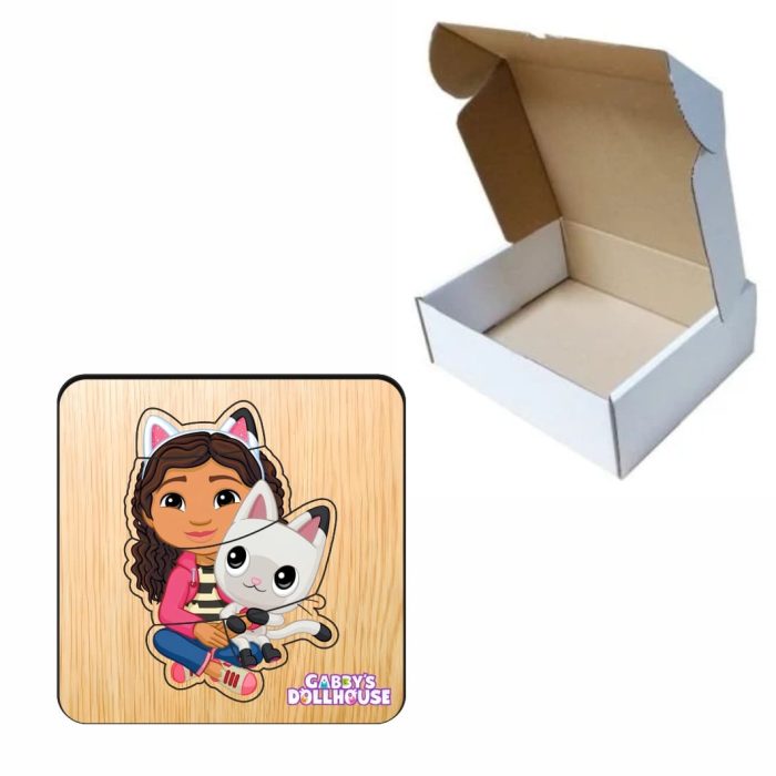Puzzle din lemn, Gabby's Dollhouse, Incastru, 5 piese, Multicolor, 12x12 cm, PDUV135 - imagine 3