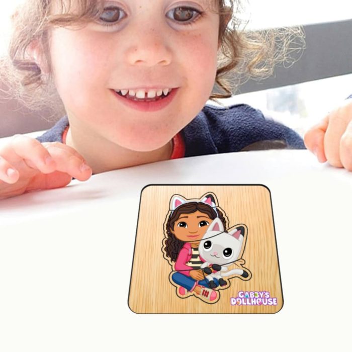 Puzzle din lemn, Gabby's Dollhouse, Incastru, 5 piese, Multicolor, 12x12 cm, PDUV135 - imagine 4