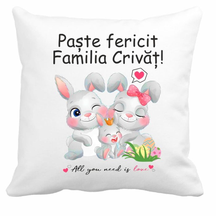 Perna de Paste, Personalizata, Multicolor, 40x40 cm, PPS007 - imagine 1