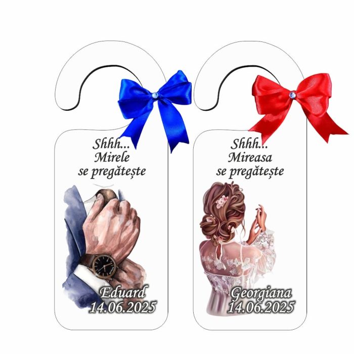 Set Placute Usa Miri, Personalizate, Nunta, 15x6cm, PUSHH023 - imagine 1