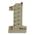 Cifra aniversara cu 12 rame foto, Personalizata, Mickey Mouse, Lemn, 60x40cm, RFA002