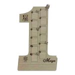Cifra aniversara cu 12 rame foto, Personalizata, Minnie Mouse, Lemn, 60x40cm, RFA004