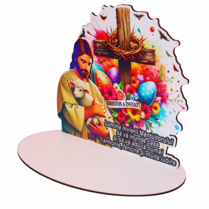 Suport Lumanare, Paste, Lemn, Multicolor, 20x18 cm, SPLUV002 - imagine 3