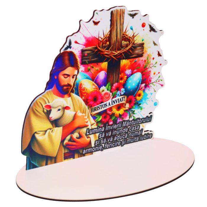Suport Lumanare, Paste, Lemn, Multicolor, 20x18 cm, SPLUV002 - imagine 4