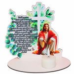 Suport Lumanare, Rugaciunea Tatal Nostru, Paste, Lemn, Multicolor, 20x19,5 cm, SPLUV004 - imagine 2