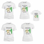 Set 5 tricouri pentru aniversarea de 1 an, taiere mot, Safari, Bumbac, Alb, TM43