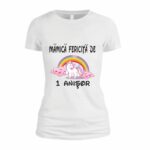Set 3 tricouri pentru aniversarea de 1 an, taiere mot, Unicorn, Bumbac, Alb, TM45 - imagine 2
