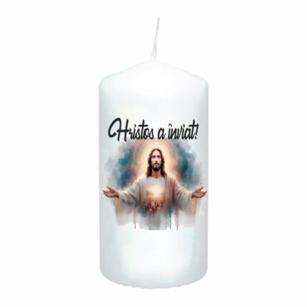 Lumanare Paste Ilustrata Alb 14 7 Cm Lps003