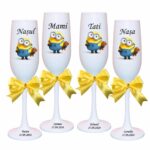 pahare botez personalizate minion galben
