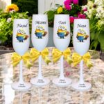 pahare botez personalizate minion galben