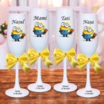 pahare botez personalizate minion galben