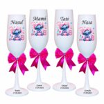 pahare botez personalizate stitch roz