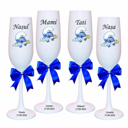 pahare botez personalizate strumf clopotel