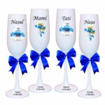 pahare botez personalizate strumfi alb