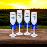 pahare botez personalizate strumfi alb