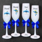 pahare botez personalizate strumfi alb