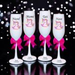 pahare botez personalizate unicorn floral