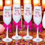 pahare botez personalizate unicorn floral