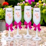 pahare botez personalizate ursulet baloane roz