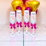 pahare botez personalizate ursulet baloane roz