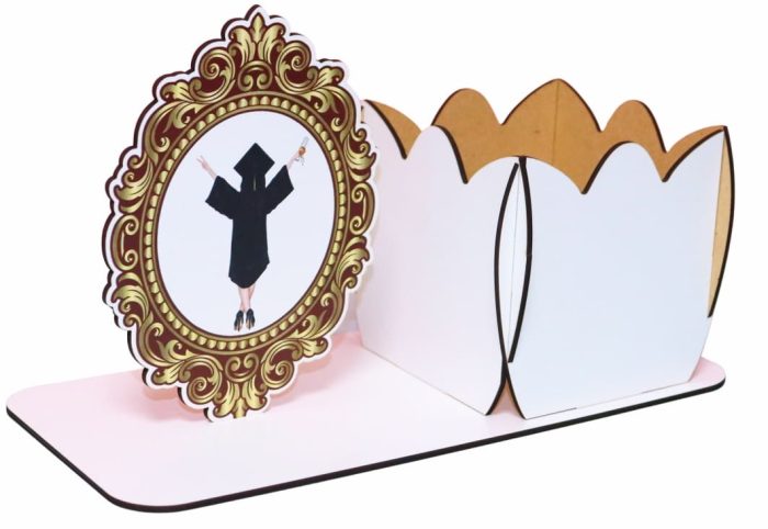 Decoratiune Absolvire, Tip Cutie Aranjament Floral, Lemn, 28x12cm, CABS002 - imagine 2