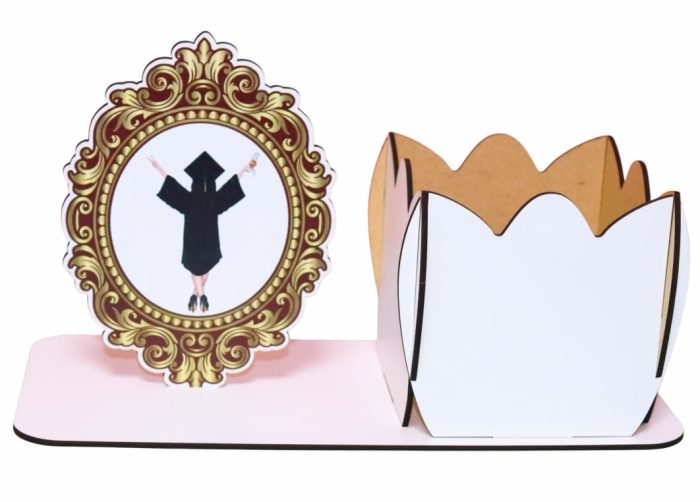 Decoratiune Absolvire, Tip Cutie Aranjament Floral, Lemn, 28x12cm, CABS002 - imagine 1