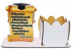 Decoratiune Absolvire, Personalizata, Tip Cutie Aranjament Floral, Lemn, 28x12cm, CABS005