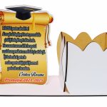 Decoratiune Absolvire, Personalizata, Tip Cutie Aranjament Floral, Lemn, 28x12cm, CABS005