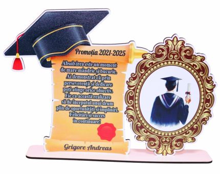 Decoratiune Absolvire, Personalizata, Tip Diploma, Lemn, 29x20cm, CABS006