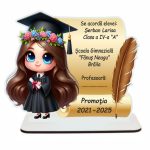 Decoratiune Absolvire, Personalizata, Tip Diploma, Lemn, 16x14cm, CABS008