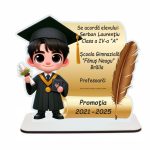 Decoratiune Absolvire, Personalizata, Tip Diploma, Lemn, 15x14cm, CABS009