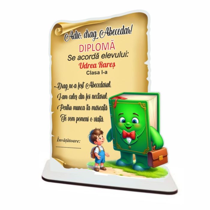 Decoratiune Absolvire, Personalizata, Tip Diploma, Lemn, 15x17cm, CABS012 - imagine 2