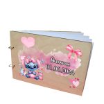 Album Foto Coperta Lemn, Guest Book, Botez, Stitch, Multicolor, 21x30 cm, CABUV013