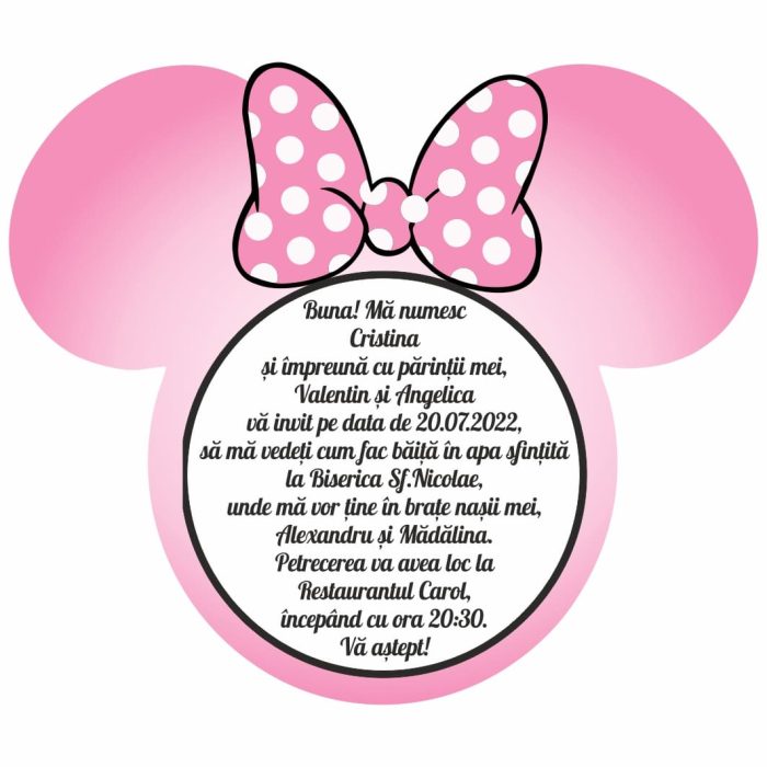 Invitatie botez, Minnie Mouse, IC43 - imagine 2