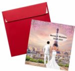 Invitatie Nunta, Model INC003, 14.8×15.7cm, Rosu